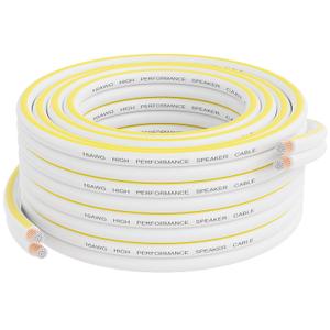 12AWG Speaker Wire 50 FT, 12/2 Gauge Audio Speaker Wire, for Car Speakers Stereo, Home Theater, Automotive Wire, White Jacket with Yellow Polarity Marker, CCA, 2 Conductors Electrical Wire