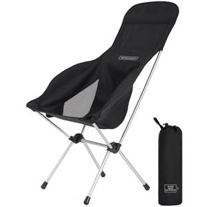 TSE HC100 Camping Chair, 3.36lbs Lightweight Folding Chair with Cup Holder, Portable and Easy to Carry for Camping, Beach, Hiking, Urbain, Festival or Garden (Silver)