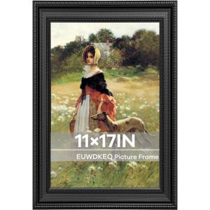 11x17 Frame, 11 x 17 Luxury Wide Picture Frame, Elegant Ornate Embossed Decorative Poster Frame for Art Prints, Posters, Photos, Home Wall Decor & Gallery Display, Black