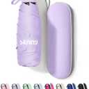 Seniny Mini Portable Travel Umbrella with Case - Compact Umbrellas for Rain & Sun UV Protection for Backpack Pocket, Lightweight Folding Small Umbrella, Tiny Purse Size UV Blocker for Kids Women Girls