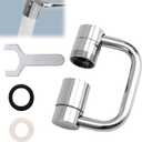 Rotatable Sink Faucet Aerator Extension, Universal Rotating U-Shaped Faucet Extender with Washers 2 Modes Adjustable Flexiflow 1080 Rotating Tap Spray Head Adapter for Kitchen & Bathroom Upgrade