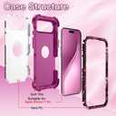 LONTECT for iPhone Air Case 3 in 1 Shockproof Heavy Duty Rugged Hard PC+Soft Silicone Full Body Protective Cover Girls Women Case for Apple iPhone 17 Air 2025, Glow in The Dark Fuchsia Red