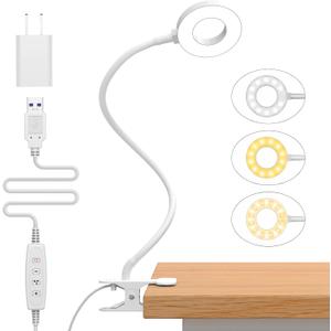 iZELL Book Light, Clip on Reading Light with Flexible Gooseneck, Dimmable LED Lamparas Clamp on Workbench Desk for Studying Painting Crafting Drawing Makeup Nail Tech Puzzle Task - 27.6 White