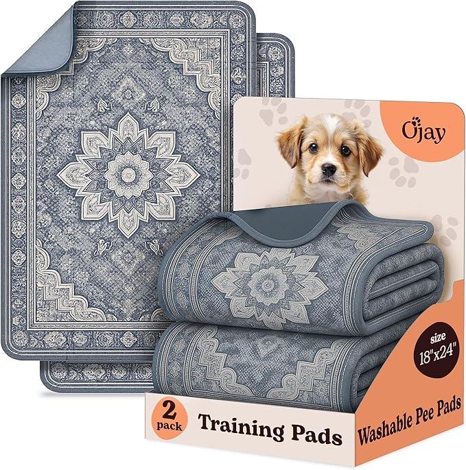 Super Absorbent Washable Pee Pads for Dogs (2-Pack) – Reusable Puppy Training Pads, 100% Waterproof & Leakproof Dog Pee Pads with Non-Slip Backing – Durable, Quick-Dry Pet Pads for Crates & Floors, 18x24