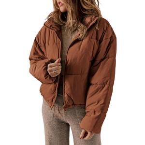 Dokotoo Womens Winter Quilted Jackets Long Sleeve Full Zip Puffer Jacket Coats with Pockets (XX-Large, Orange)