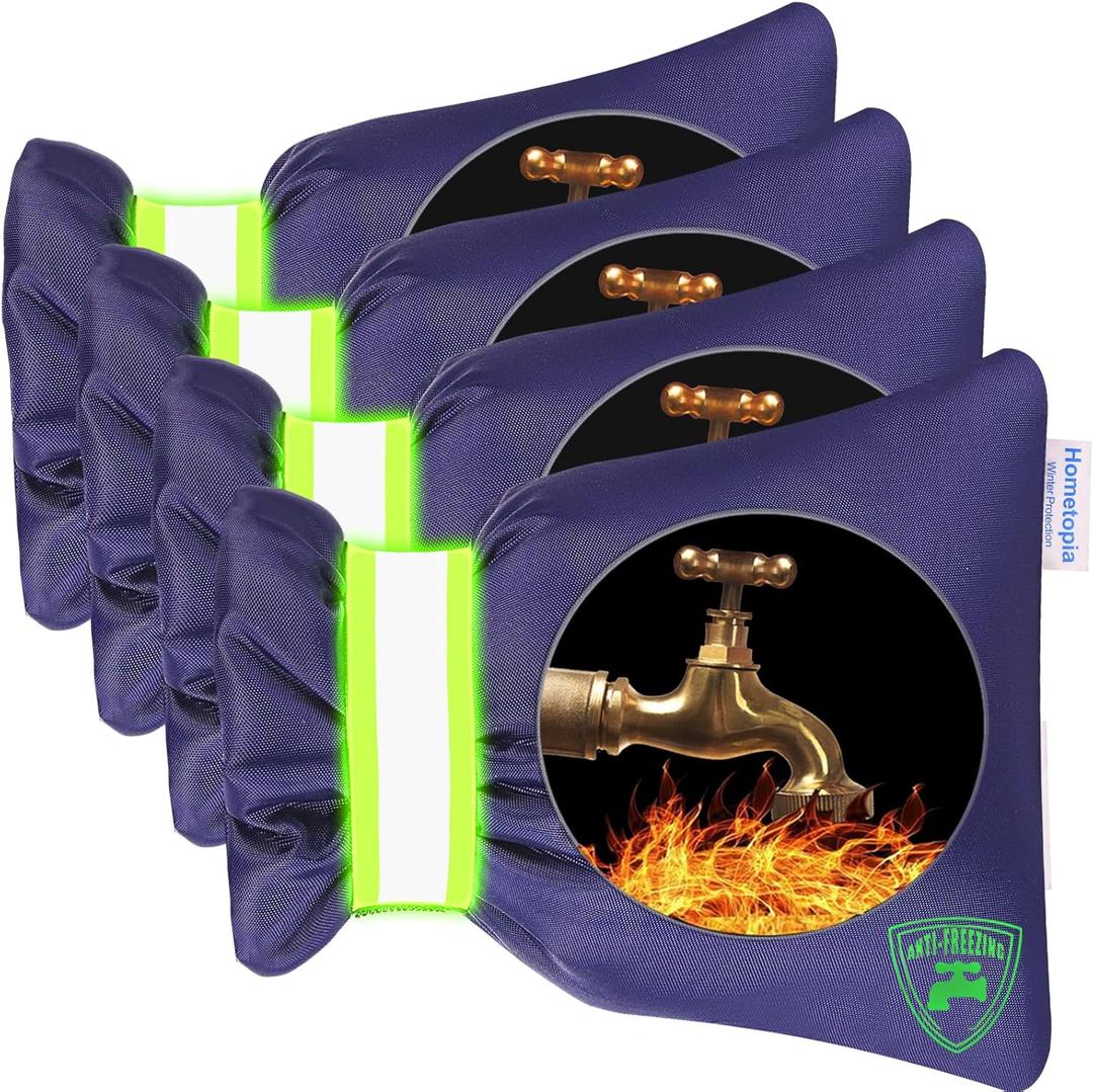 4Pack Outdoor Faucet Covers for Winter - Pro 6.7"W x 8.3"H Outdoor Water Faucet Covers Socks for Winter Freeze Protection Pipe Insulation Reusable Waterproof Insulated Spigot backflow Cover,Blue