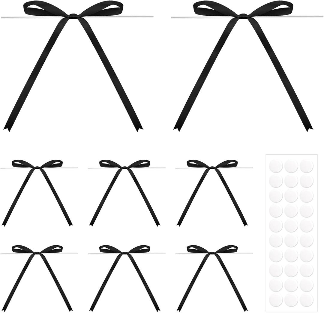 3 x Anwyll Twist Tie Bows 5x7Inch - 30Pcs Premade Black Gift Bow for Cake Gift Wrapping Balloon Craft Treat Bag Black Satin Ribbon Bows for Wedding Baby Shower Birthday Party Halloween Christmas Decor