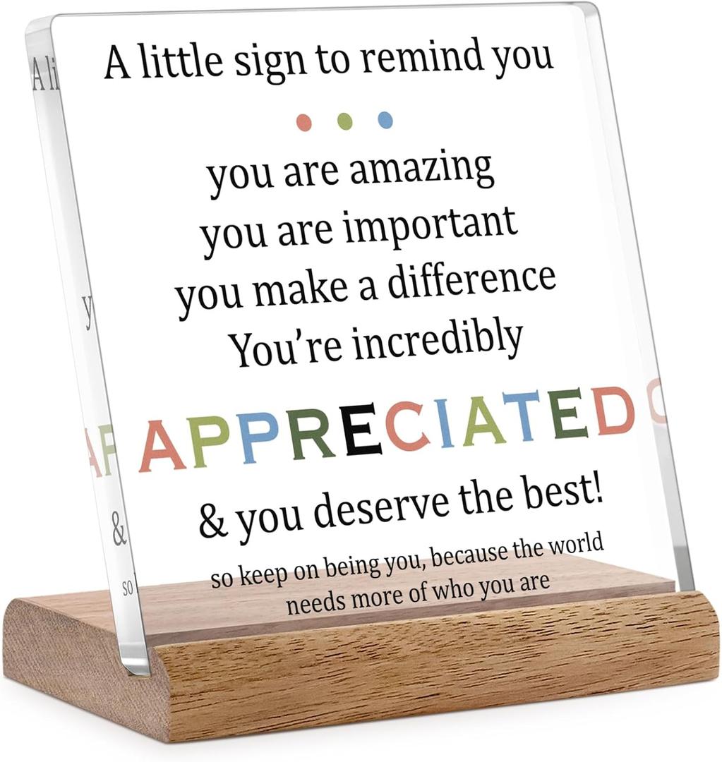 Appreciation Gifts for Coworkers Social Worker Employee - Inspirational Desk Decor for Women Men Motivational Sign Thank You Gift Ideas Coworkers Leaving Going Away Retirement Gifts Office Decor (Clear)