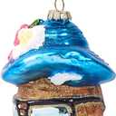 2 x Gold Christmas Tree Ornaments 2025 - Gingerbread Face with Glasses, Mini Glass Blown Hanging Christmas Decorations, Fun Rare Ornaments for Xmas Tree Home Outdoor Centerpiece