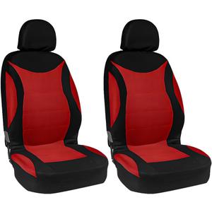 Car Front Seat Cover Set, Waterproof Vehicle Frontseat Protector with Removable Headrest, Washable Automotive Interior Seat Accessories, Universal Fit (Black/Red)