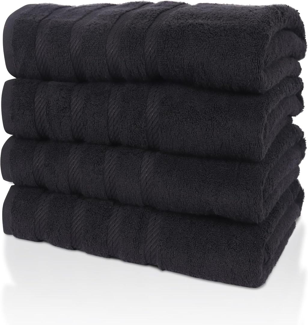 Premium, Set of 4, Extra Large, 100% Cotton, Bath Towels, 30 x 60 inches, Very Soft, Quick-Dry, Lightweight, 600GSM