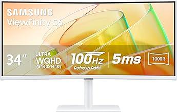 SAMSUNG 34” ViewFinity S65TC Series Ultra-WQHD 1000R Curved Computer Monitor, HDR10, 100Hz, AMD FreeSync, Thunderbolt 4, Height Adjustable Stand, Built-in Speakers, Eye Care, LS34C650TANXGO, 2024