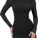 Women's Sexy Bodycon Mesh Long Sleeve Mini Dress Club Party Short Dresses (Black) Small