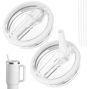 40 oz Tumbler Flip Straw Lid Replacement fit for Stanley Quencher, Spill Proof Tumbler Cover for Stanley Cup, Pure White