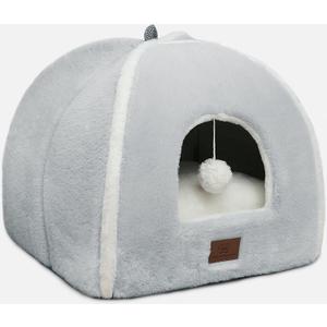 Cat Bed for Indoor Cats - Cat House Cats Tent with Removable Washable Cushioned Pillow, Soft and Self Kitten beds,Pet Bed, Grey,15inches (Gray)
