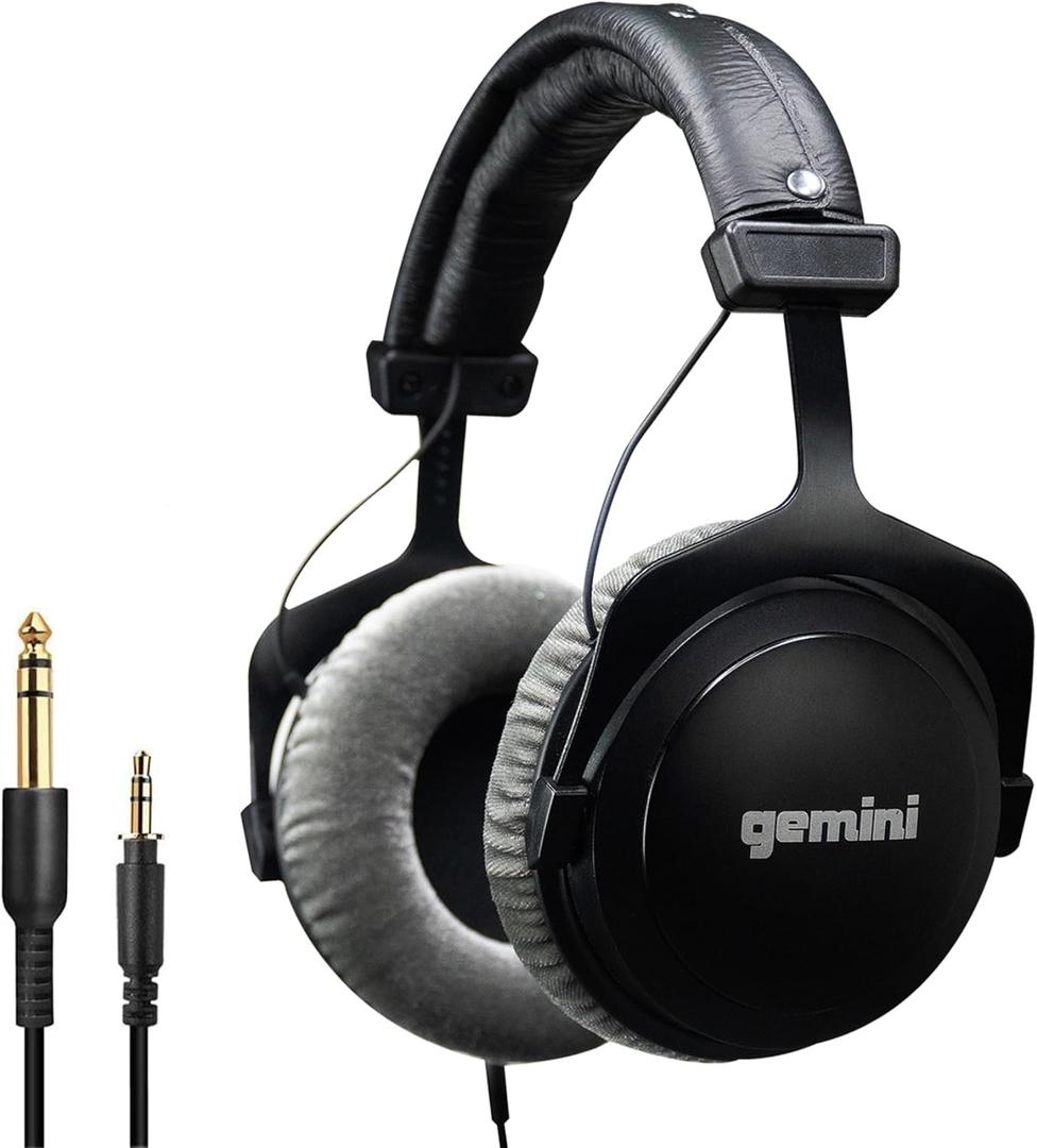 Gemini Pro Headphones  53mm Drivers, Closed-Back, Deep Bass, Soft Cushions, 1/4" Adapter  for DJs, Producers, Podcasting, Gaming & More (DJX-1000)