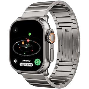 LULULOOK Black Titanium Band for Apple Watch Ultra 2/Ultra 49mm, DLC Scratch-resistant Coating Adjustable Replacement Smartwatch Strap w/Foldover Clasp for Men