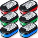 6 Pack Portable Magnetic Work Light with Hanging Hook, LED Work Light Rotatable Hook, Magnetic Back & Push Button for Car Repairing, Emergency, Hiking, Camping (Red, Blue, Green)