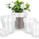 45 Pack 7/6/5/4/3 Inch Clear Nursery Pots for Plants, Clear Plastic Plant Pots with Drainage Holes, Transparent Variety Pack Flexible Garden Pot for Outdoor Indoor, Seed Starting Pots