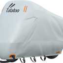TATATOO Motorcycle Cover Waterproof Outdoor, 300D Heavy Duty, UV & Rain Resistant, 3 Wind-Resistant Buckles, Dual Lock Holes, Includes Storage Bag, Fits Most Motorcycles up to 104", Silver