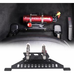Under Seat Quick Release Roll Bar Fire Extinguisher Mount Bracket Compatible with Chevrolet Corvette C6 2005-2013,Adjustable 2 Clamps Vehicle Fire Extinguisher Bottle Tie Bracket Billet (Style A)