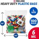14" x 14" Large Reclosable Plastic Zip Bags, 100 Count