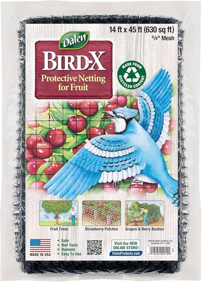 Dalen Bird-X Protective Mesh Netting for Fruit Trees, Berries, Vegetables - 14 ft x 45 ft, Black Garden Netting, 5/8-inch Mesh - Helps Deter Birds & Garden Pests, Made of Weather-Resistant Plastic