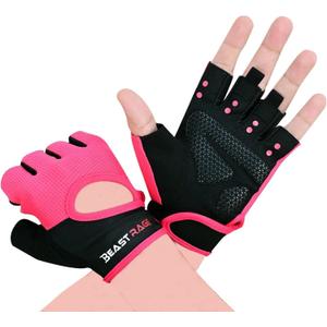 BEAST RAGE Workout Gloves for Men & Women - Fingerless Gym Gloves with Palm Protection, Breathable & Lightweight for Weightlifting, Cycling & Pull Up (Medium, Magenta)