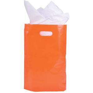 Plastic Bags, Die Cut Handle, Glossy Plastic High Density Shopping Merchandise Goodie Bag, 9" x 12" Inches