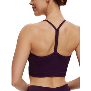NANJI Seamless Sports Bra for Women - Padded Racerback Y Bra Low Impact Removable Pad for Fitness Gym Yoga Workout Top (L)
