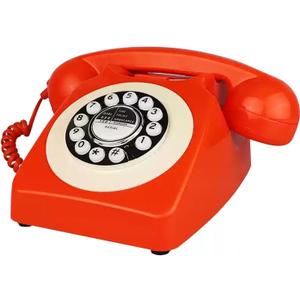Retro Phone, TelPal Corded Telephone, Old Fashion Telephones, Vintage Antique Desktop Phone, Classic 1980's Landline Phones for Home & Office Decor, Novelty Hotel Telephone with Redial (Orange)