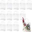 WhizToys 12 PCS Transparent Party Favour Clear Plastic Gift Bags with Handles, 7.9x7.9x3.2Inches, Clear Tote Goodie Bag Bulk PVC Plastic Bags with Handles for Gifts Children's Day Weddings Birthdays