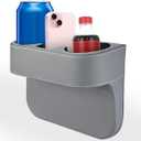 Car Cup Holder, Auto Front Seat Organizer, Multifunctional Cup Drink Holders with PU Leather Cover, Gap Filler Storage Box Coin Bucket Console Side Pocket Cell Mobile Phone Holder (Gray)
