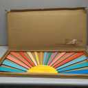 IARTTOP Large Boho Sun Wall Art Framed Wooden Art Wall Decor Sun Geometric Line Sunshine Wall Art for Living Room Bedroom Office 16""x32"", red