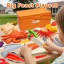 22pcs Play Seafood Cut Toys Set for Kids Play Kitchen, Montessori Toddler Kitchen Playset with Toy Food & Fake Fruit, Kitchen Set for Kids & Toddler Cutting Set, Kitchen Toys for Boys Girls Ages 3 4 5