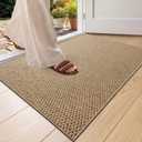 Color&Geometry Ultra-Thin Indoor Door Mat, 24"x36" Low-Profile Non-Slip Entryway Rug with Modern Geometric Texture, Washable Doormat for Indoor Entrance, Heather Dark Beige (Rolled-up NO Creases)