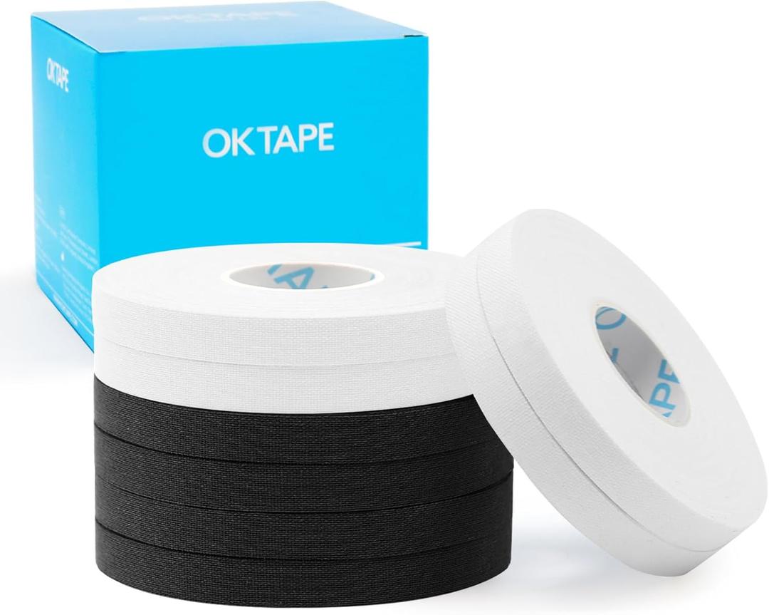 OK TAPE 8 Rolls Athletic Tape, 0.3 Inch Finger Tape for BJJ, Boxing, Climbing, Football, Pro Jiu Jitsu Sports Tape | Add Grip & Protect Fingers and Toes (0.3" x 45 Ft, Black+White)