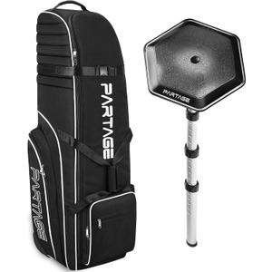 Partage Golf Travel Bag with Wheels, Golf Travel Case for Airlines, 900D Heavy Duty Oxford -Black (Black+Support System)