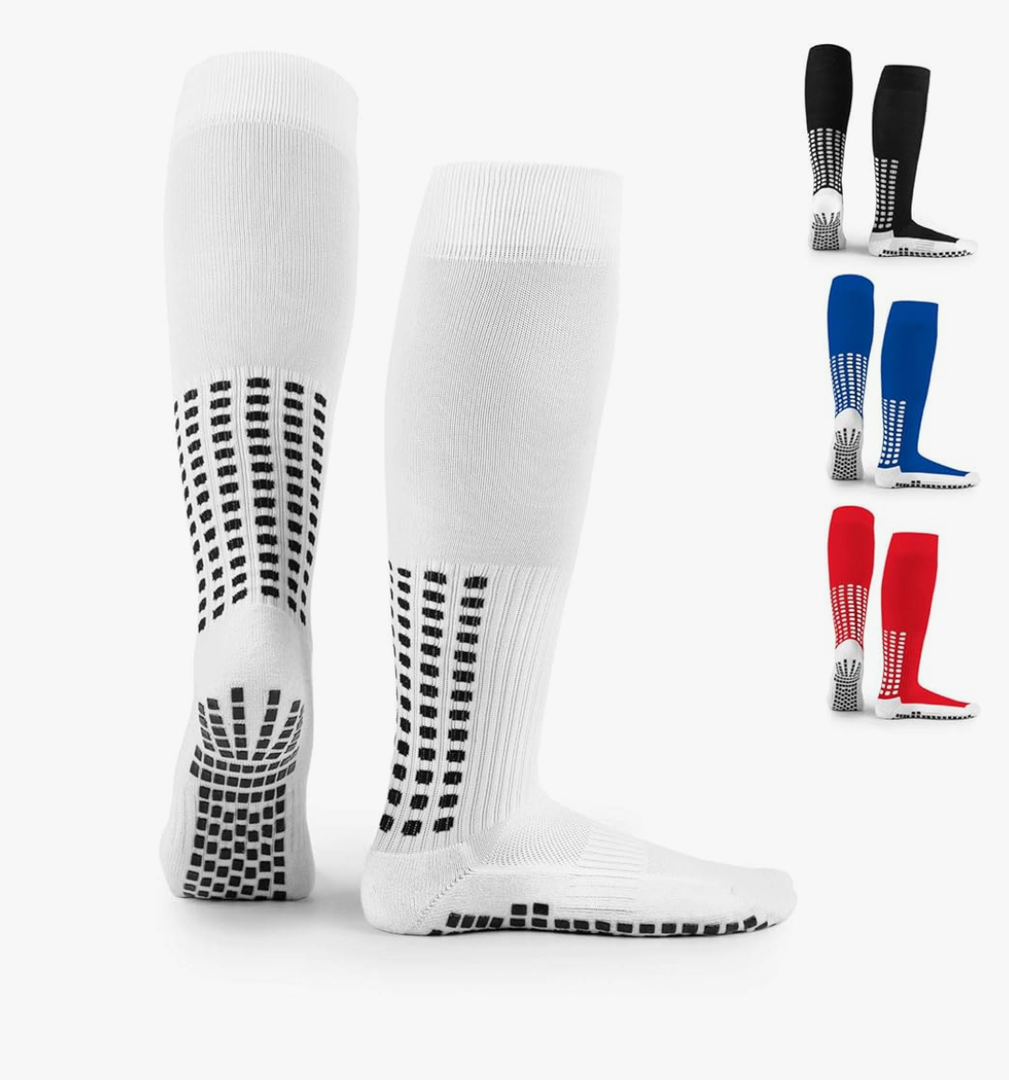 LUX Anti Slip Soccer Knee Socks,Non Slip Football/Basketball/Hockey Sports Grip Socks, One Size
