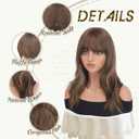 Haloo Brown Wigs with Bangs - 19 Inch Natural Wavy Synthetic Heat Resistant Medium Length Hair Wigs for Women Daily Party, Blonde Mixed Brown
