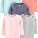 Simple Joys by Carter's Baby Girl's 5-Pack Long-Sleeve Bodysuit Shirt, solid, 12 Months