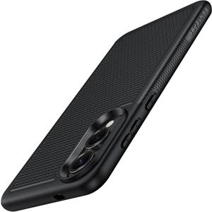 FNTCASE for Samsung Galaxy S25-Edge Case: Lightweight Cell Phone Cover Military Grade Drop Protection with Non Slip Textured Back | Rugged Shockproof Protective Bumper Cases(Black)