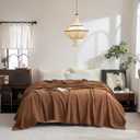 FOSSA Muslin Blanket with Fringe - 4-Layer 100% Cotton Gauze Super Soft & Breathable Throw -Lightweight Decorative Cooling Blanket for Bed, Sofa, Office (Dark Orange, Queen (90"  90"))