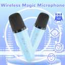 Mini Karaoke Machine for Toddlers - Easter Present Birthday Gift for 3 4 5 6 7 8 9 10 11 12 Years Old Boys and Girls, Portable Speaker Set with 2 Wireless Microphones fits Family Fun Home Party, Blue