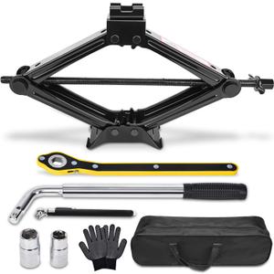Scissor Car Jack 2.5 Ton (5511 lbs) Tire Changing Kit with Lug Wrench - Emergency Kit for Car, SUV, MPV
