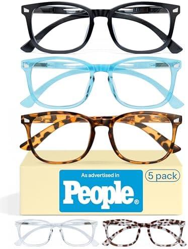 CCVOO 4.0 Reading Glasses for Women 5-Pack – Blue Light Filtering, Spring Hinges, Lightweight Readers
