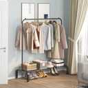 Clothes Rack Metal Clothing Rack with Bottom Shelf Garment Rack for Hanging Clothes Shirts Jeans and Coats Black