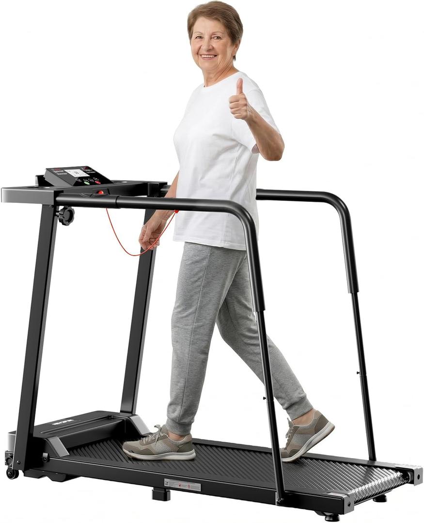 Juturna Walking Treadmill for Seniors, Treadmills for Home with Holder for Phone & Cup,Walking Pad with Handle Bar, 3.0 HP Walking Pad with 300 LBS Capacity, with LED Display (Black)