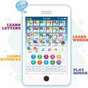 6-in-1 Kids Phone Toy: Educational Toys for Toddlers 1-3, Learning Tablet for 4 Year Old Boys & Girls, Kids Laptop, Tablet for Toddlers - Ideal Educational for 4+ Years (White/Blue)