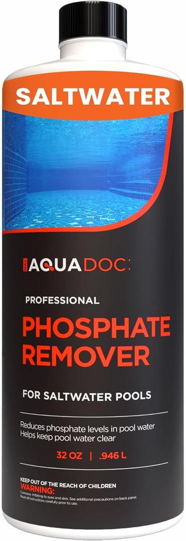 Phosphate Remover for Saltwater Pools - Pool Phosphate Remover to Reduce Phosphates and Improve Water Clarity - AquaDoc Pool Maintenance Formula Made in USA - 32oz